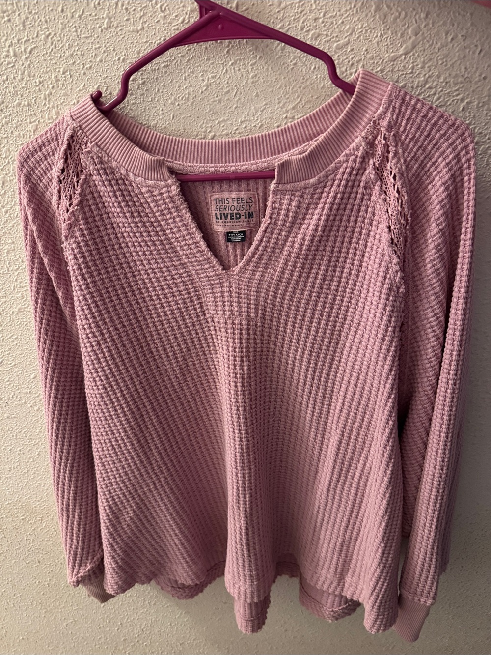 American Eagle Big Hug Notch Neck Waffle - Purple Wash
